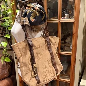 Ralph Lauren Tan and Brown Signature Tote